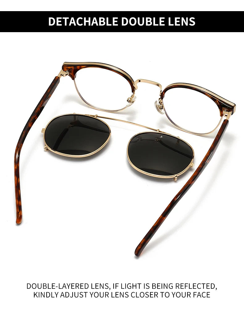 Double Layer Removable Lens Polarized UV400 Gothic Retro Steampunk Sunglasses for Men Women