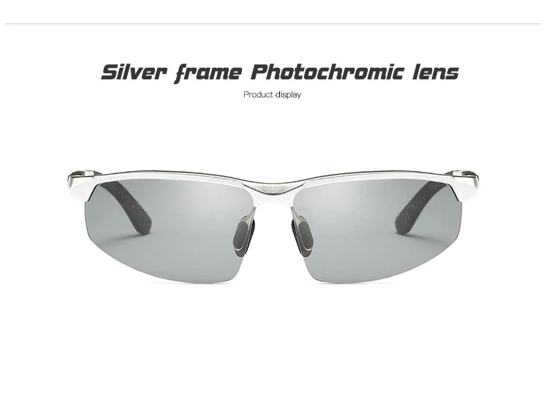 Aluminum Rimless Photochromic Polarized UV400 Driving Sunglasses for Men Women
