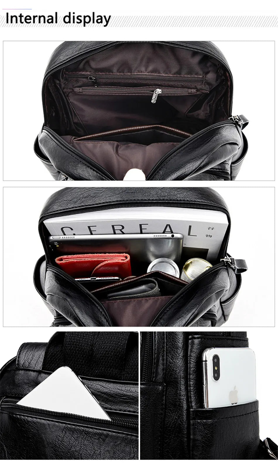 Soft Leather Backpacks Vintage Female Shoulder Bags Casual Travel Ladies Bagpack School Bags