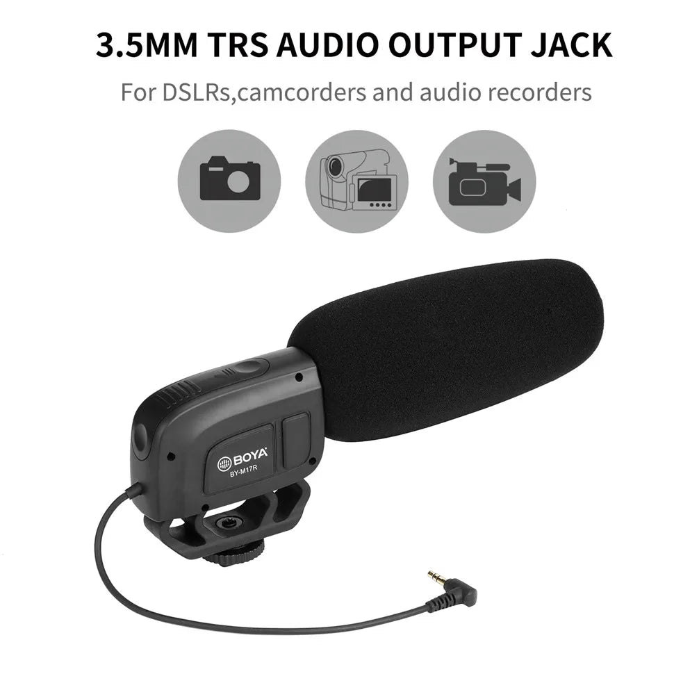 BY-M17R Condenser On-camera Shotgun Microphone for DSLR Camcorder Streaming Audio Recorders Video Shooting Vlogging Podcast