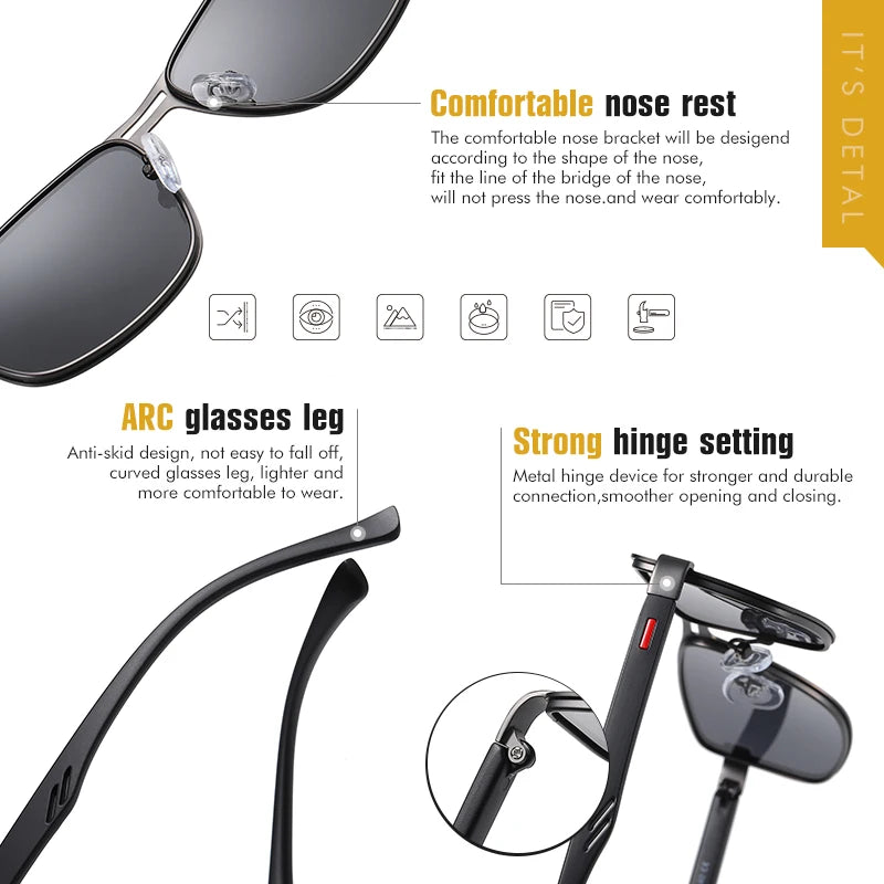 Top Polarized Square Sunglasses UV400 Anti-Glare Driving Fishing Glasses for Men Women
