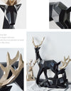 A Couple of 2Pcs Deer Statue Modern Geometric Sculpture Desktop Ornament Figurine Wine Cabinet Cafe TV Showcase Decor