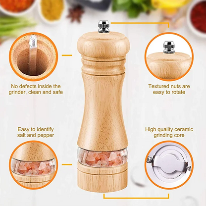 Manual Pepper Grinder Wooden Salt And Pepper Mills Multi-purpose Spice Tool Solid Wood Spices Grinder For Home Kitchen Household