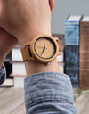 Watches Top Brand Luxury Quartz Leather Silicone Strap Bamboo Wristwatch