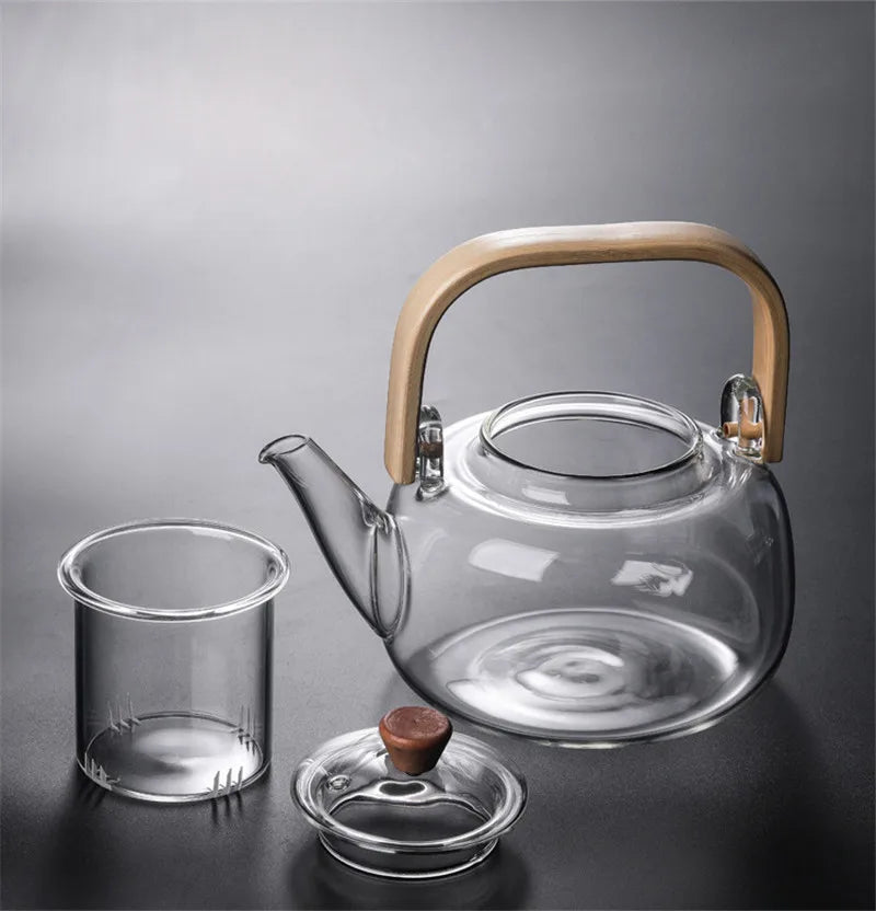 Borosilicate Glass Tea Pot with Filter Heat Resistant Thickened Japanese Style Tea Maker