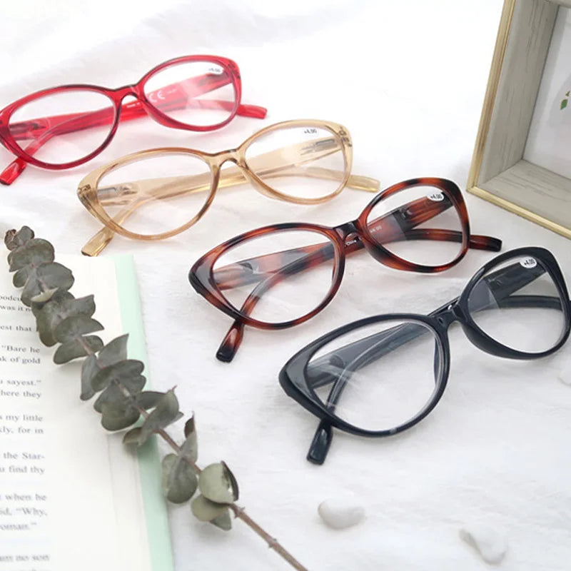 Reading Glasses Classic Oval Cat Eye Frame Female Readers Eyeglasses Comfortable Spring Hinge for Female with Diopter