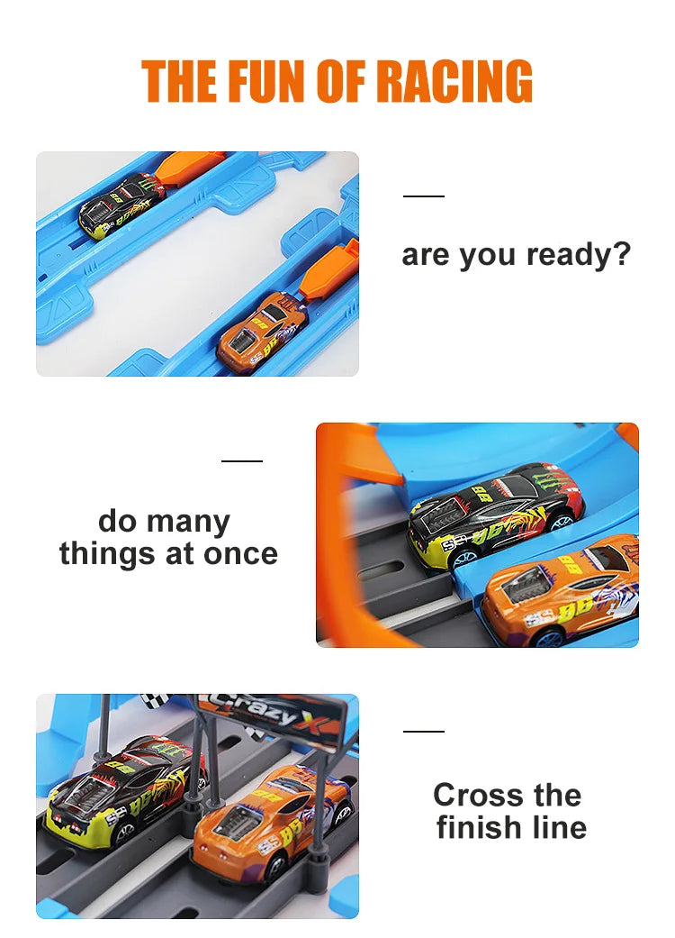 Stunt Speed Double Car Wheels Model Toys For  Racing Track Diy Assembled Rail Kits Educational Interactive Boy  Toy