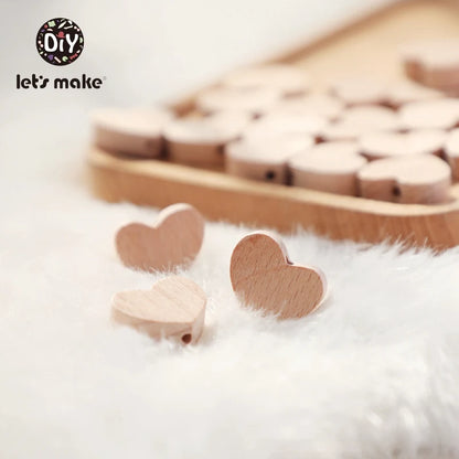 10PC Baby Wooden Teether Animal Beads Beech Rodent Star DIY Pacifier Chain Teething Bracelet Accessories Montessori Newborn Gift