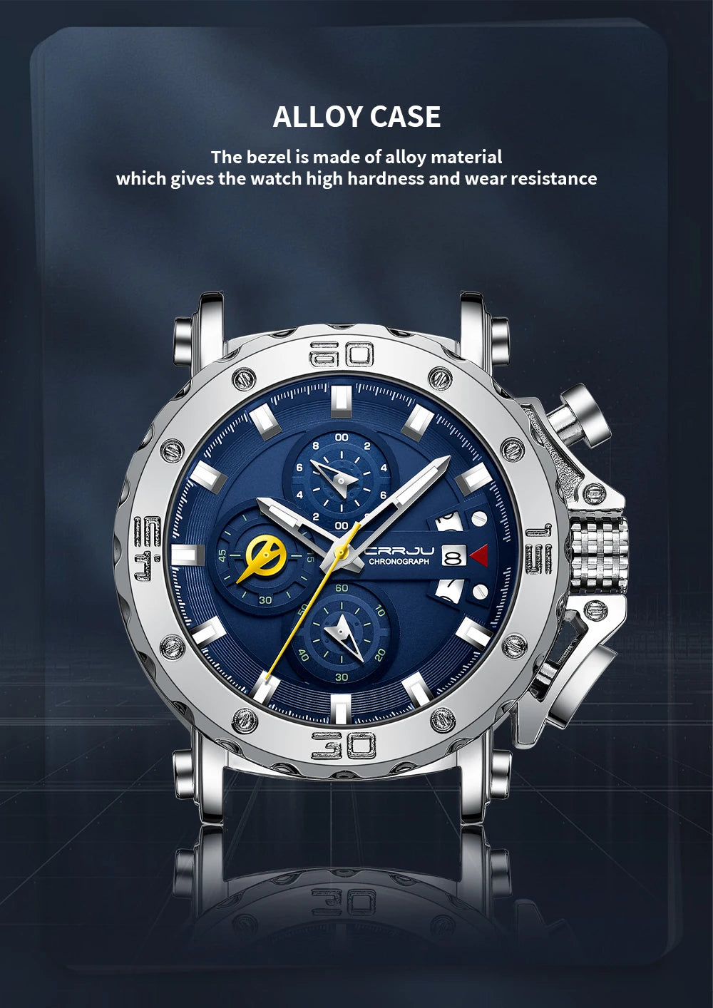 Watch for Men Top Brand Luxury Big Dial Stainless Steel Waterproof Chronograph Wristwatches with Date Relogio Masculino
