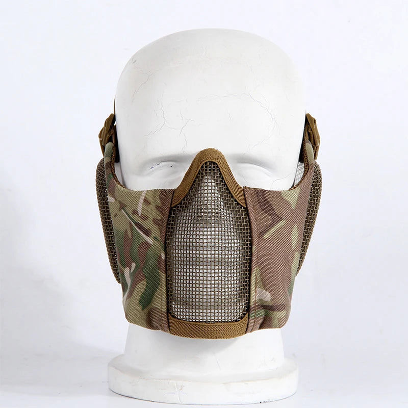 Tactical Airsoft Masks Metal Steel Net Mesh Protect Ears Mask Field Hunting Outdoor War Games Tactical Shooting Paintball Mask