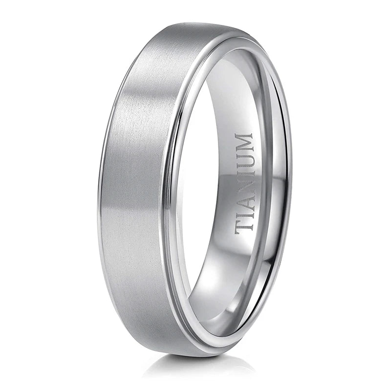 6mm Men Ring Titanium Silver Color 8mm Man Women Engagement Ring Wedding Band Simple Finger Rings