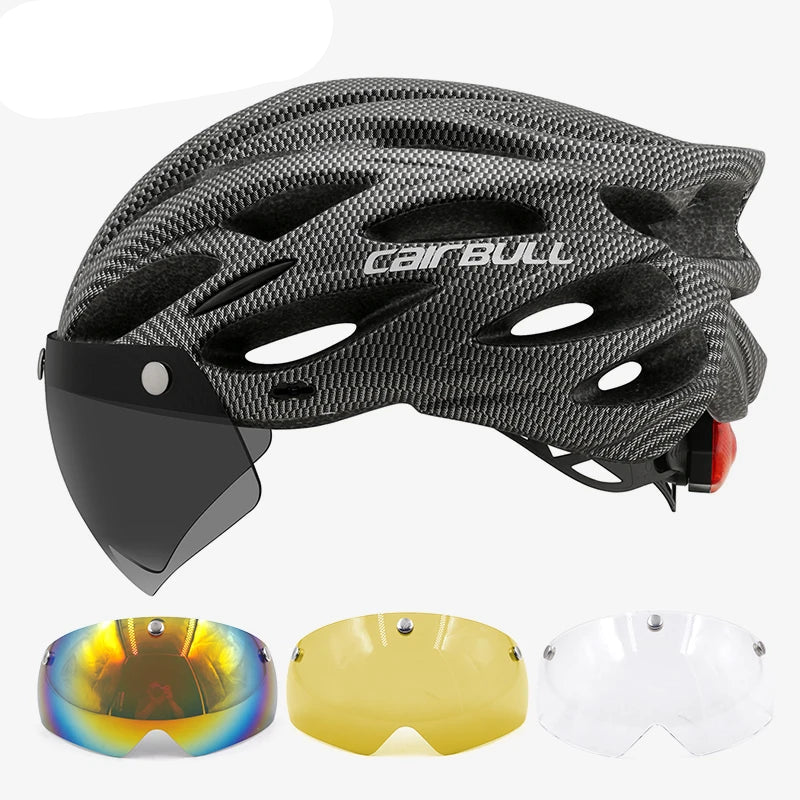 Lightweight LED Cycling Helmet With Visor For Road And Mountain Bike