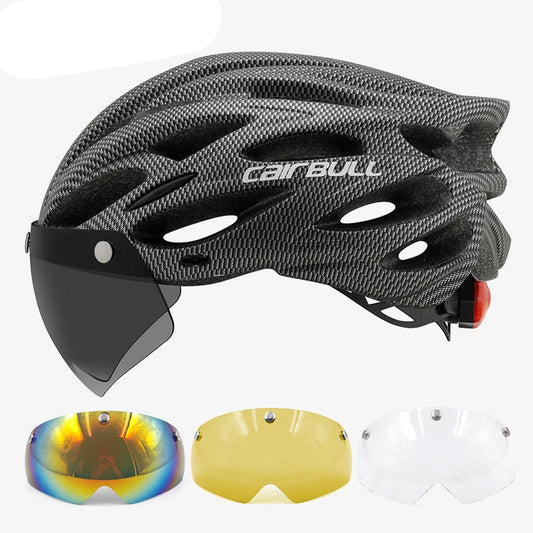 Lightweight LED Cycling Helmet With Visor For Road And Mountain Bike