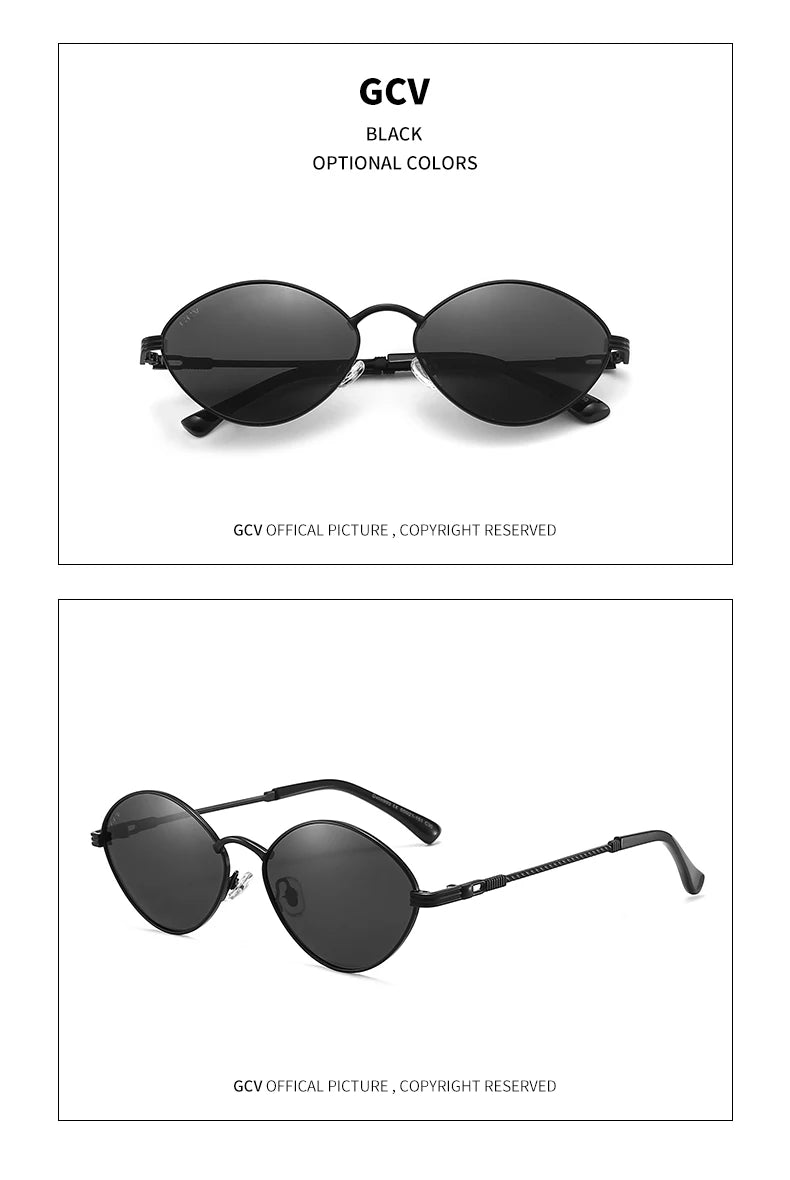 Cat Eye Titanium Alloy Polarized UV400 Retro Punk Sunglasses for Men Women Vintage Fashion Eyewear