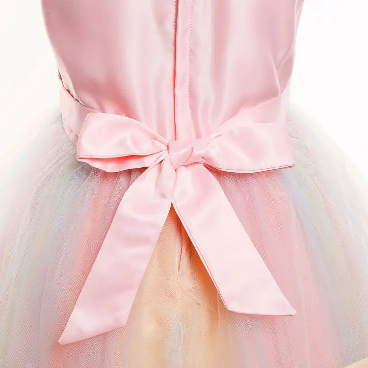 Unicorn Flower Applique Princess Ball Gown Dress