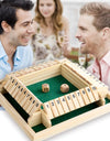 Four Sided 10 Numbers Shut The Box Board Game Wooden Flaps & Dice Set Deluxe Board Game Party Club Games
