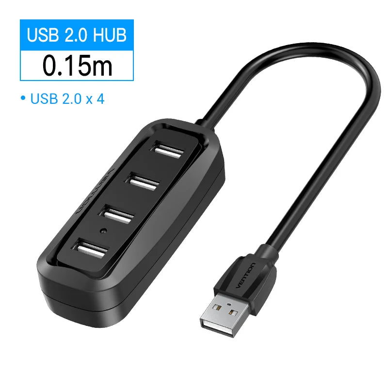 USB 2.0 HUB 4 Port with LED Multi USB Splitter for Lenovo Xiaomi Macbook Pro Air Computer Accessories Laptop HUB USB 2.0