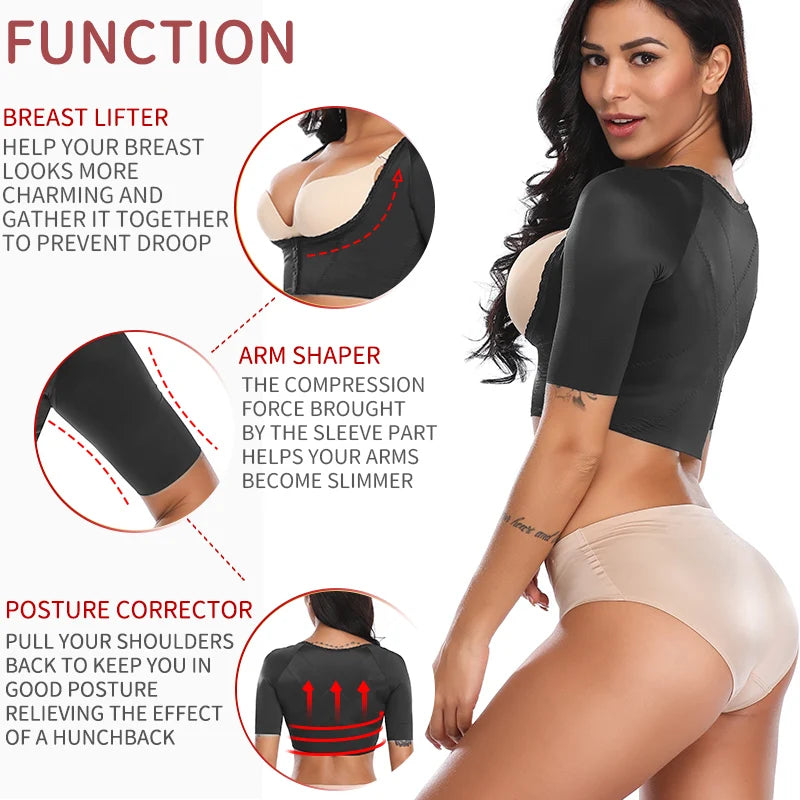 Upper Arm Shaper Post Surgical Slimmer Compression Sleeves Humpback Posture Corrector Tops Women Shoulder Shapewear Back Support