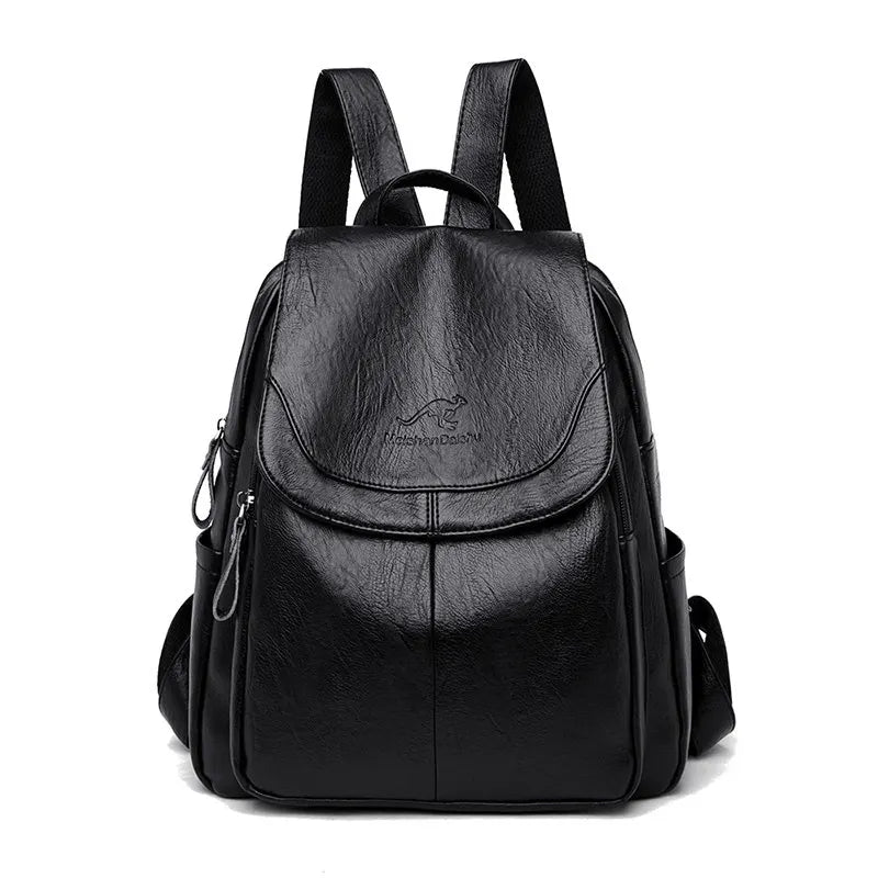 Soft Leather Backpacks Vintage Female Shoulder Bags Casual Travel Ladies Bagpack School Bags