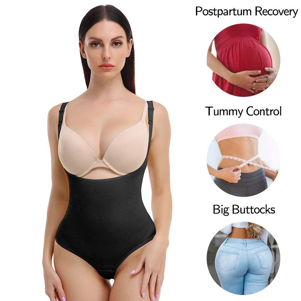 Women Shapewear Bodysuit Thong Panty Body Shaper Waist Trainer Corrective Underwear Tummy Control Shapewear