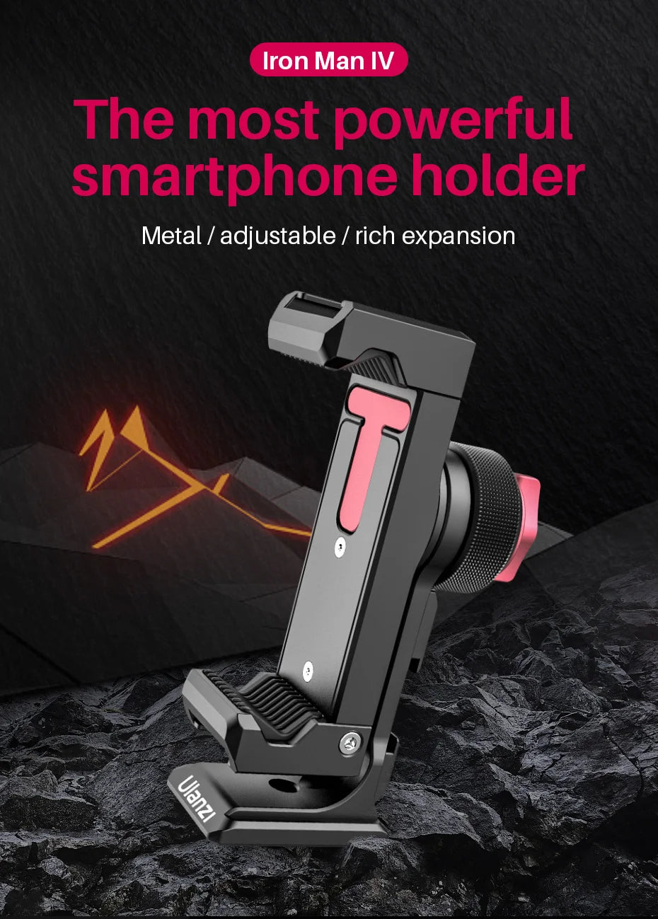 Metal Vertical Shooting Phone Mount Holder Clip with Cold Shoe for Rode Wireless Go Microphone Video Light Vlog