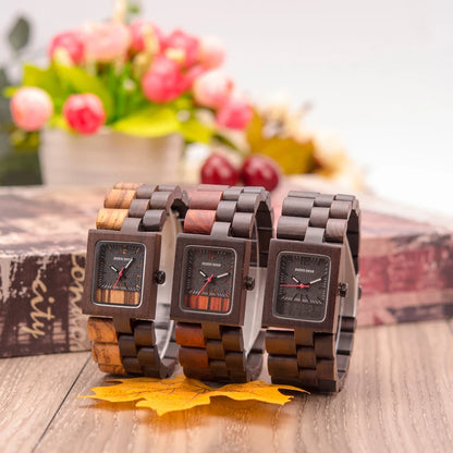 Women Watches Top Brand Luxury Ebony Wood Quartz Wristwatch