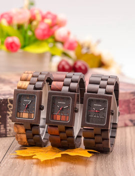 Women Watches Top Brand Luxury Ebony Wood Quartz Wristwatch