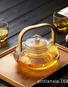 Bamboo-wood Glass Tea-making Teapot Hand-thickened Tea Pot with Filter Liner Flower Can Be Heated By Electric Pottery Oven