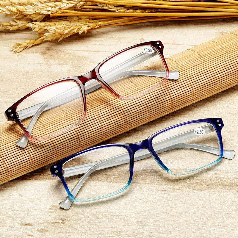 Reading Glasses Rectangle Frame Clear Lens Blue Eyeglasses Presbyopia Ultralight Diopter Male Sight Eyewear