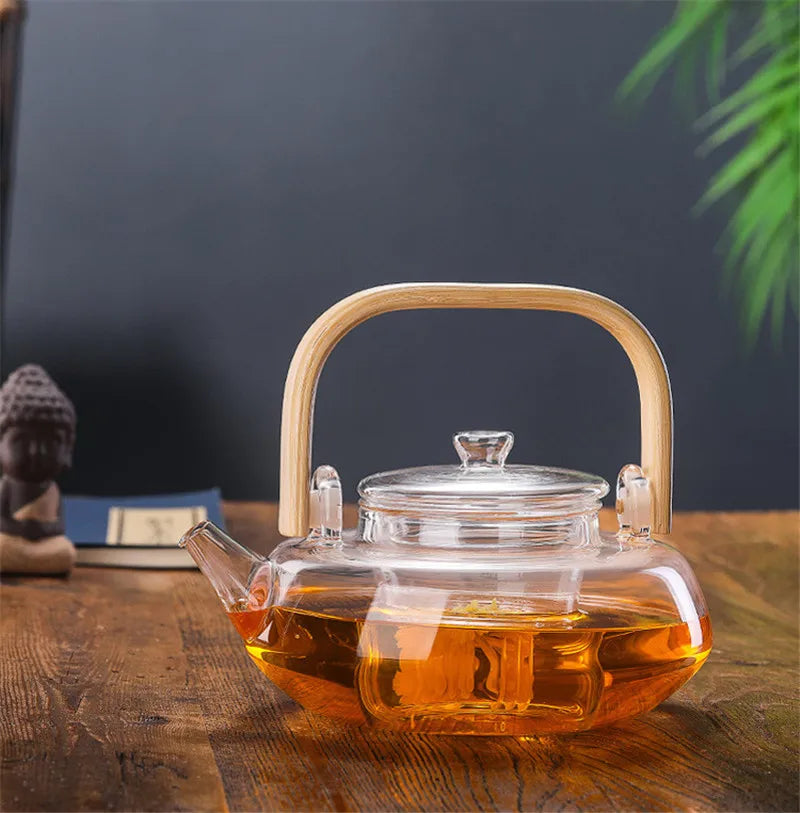 Borosilicate Glass Tea Pot with Filter Heat Resistant Thickened Japanese Style Tea Maker