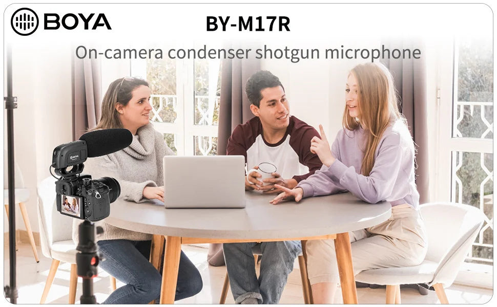 BY-M17R Condenser On-camera Shotgun Microphone for DSLR Camcorder Streaming Audio Recorders Video Shooting Vlogging Podcast
