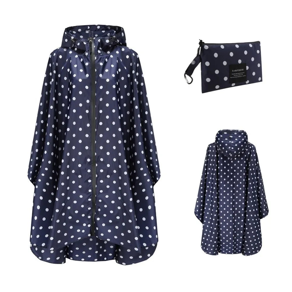 Lightweight Breathable Waterproof Rain Poncho with Belt and Storage Bag