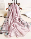 Women Summer Silk Scarves Shawl Lady Wrap Soft Female Echarpe Designer Beach Stole Bandana foulard muffler