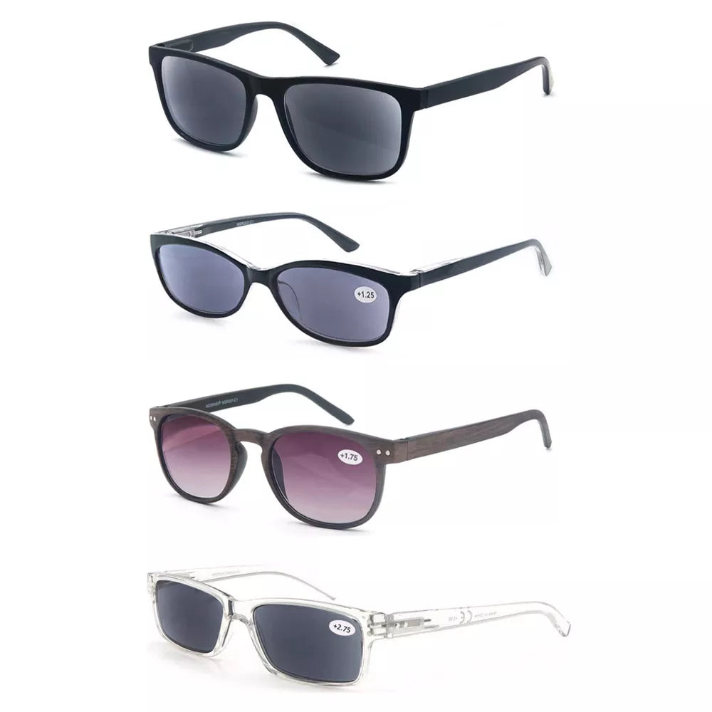 Reading Sun Glasses Square Classic Frame for Outdoors Use Sunglasses Readers Eyeglasses with Diopter Spring Hinge
