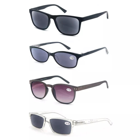 Reading Sun Glasses Square Classic Frame for Outdoors Use Sunglasses Readers Eyeglasses with Diopter Spring Hinge