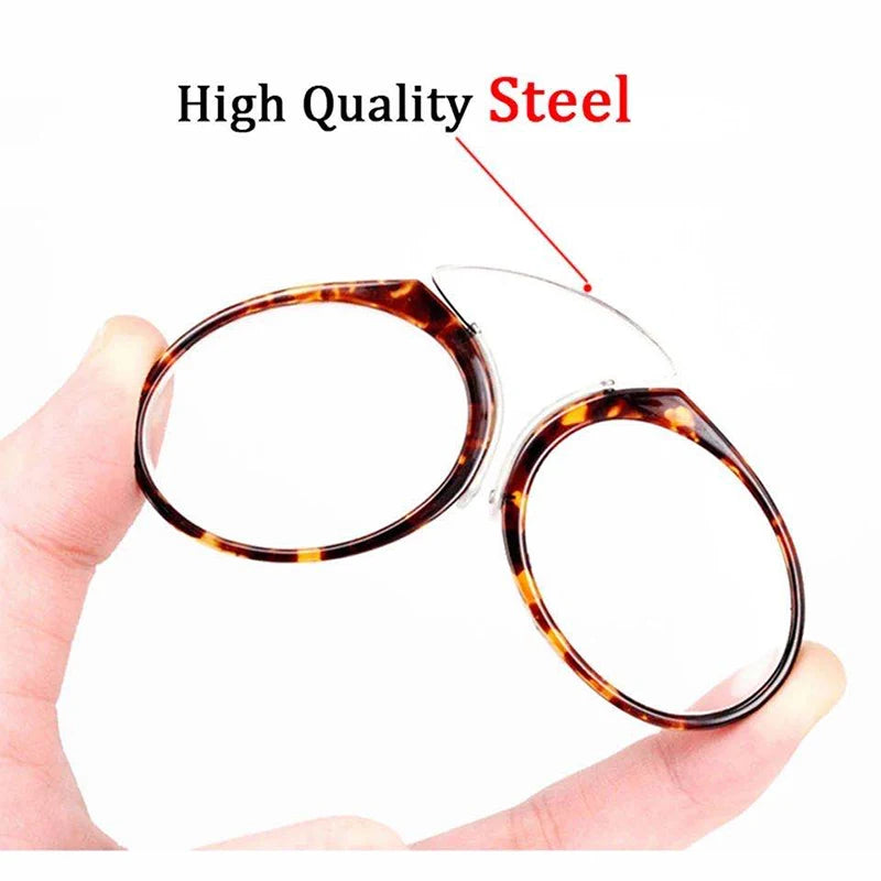 Portable Nose Clip Reading Glasses with Compact Case for Men and Women