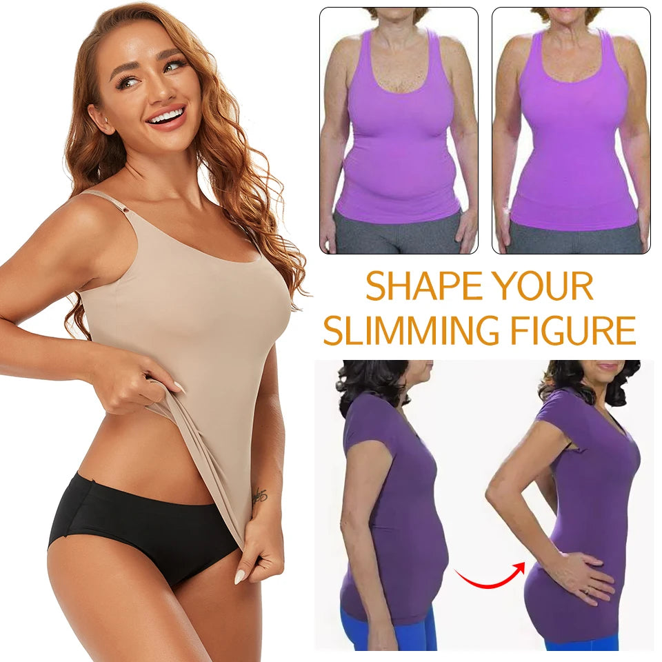 Women Shapewear Tops Waist Trainer Tummy Control Body Shaper Shaping Tank Top Slimming Underwear Seamless Compression Camisoles