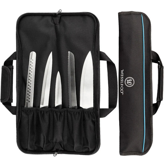 5 Pocket Oxford Knife Bag Portable Travel Kitchen Carving Paring Chef Knives Carry Case Package Storage Roll Bag Pouch Organizer