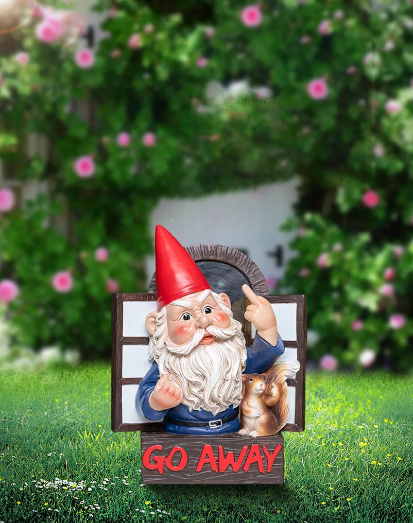 Go Away Rude Middle Finger Gnome Garden Statue Gnome Figurine Resin Angry Wacky Guardian Gnome Home Wall Tree Hanging Decor
