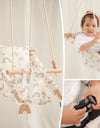 Let‘s Make Baby Swing Chair Canvas Hanging Wood Recliner Children Baby Rocker Toy Safety Baby Bouncer Outside Chair Toy Rocker