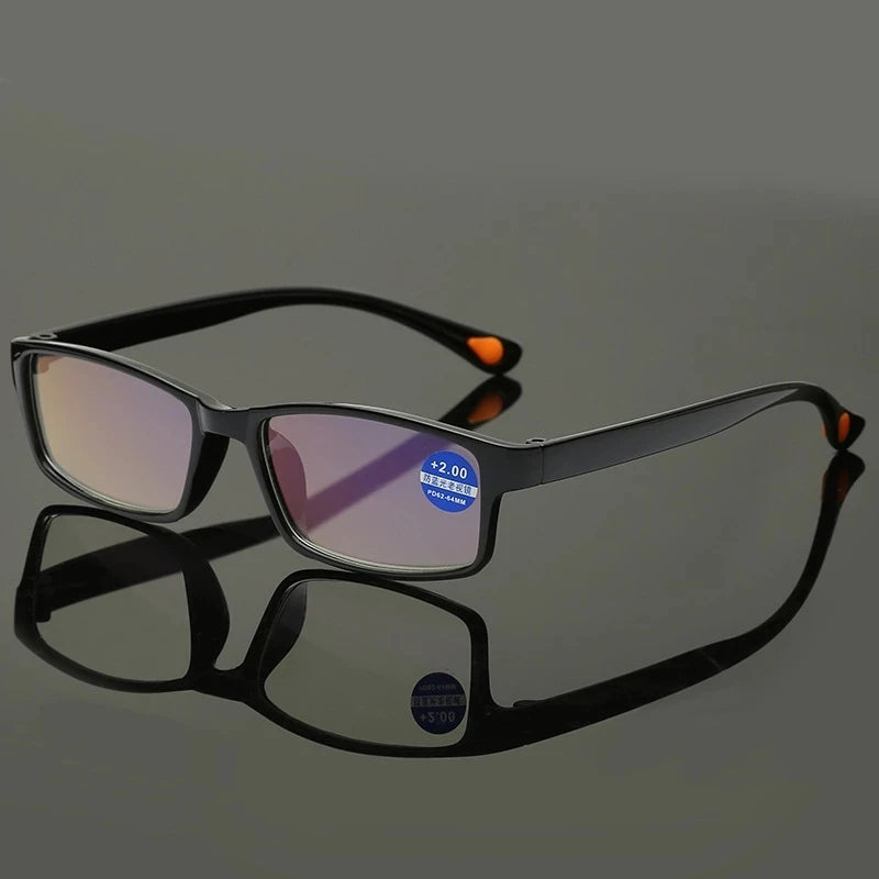 Retro Square Reading Glasses with Lightweight TR90 Frame