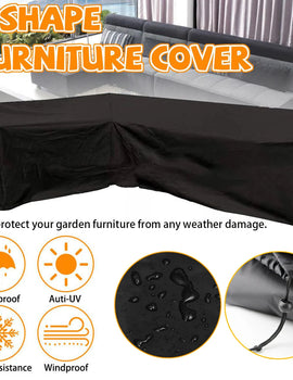 Waterproof Outdoor Patio Garden Furniture Cover L Shape Dustproof Table Chair Sofa Protective Cover Rain Snow Mildew Resistant