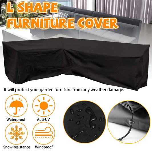 Waterproof L Shape Patio Furniture Cover Outdoor Garden Sofa Dustproof Rain Snow UV Protector