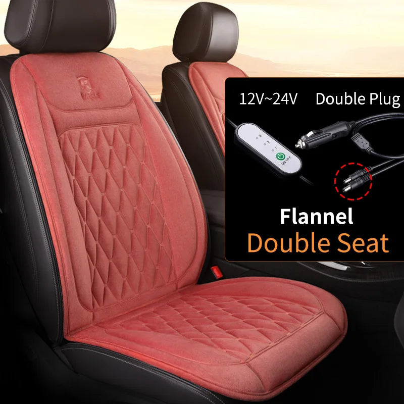 2PCS Heated Car Seat Cover 30' Fast Heating 12V-24V Heating Car Seat Cushion Universal Three Gears Car Heater Thicken for Winter