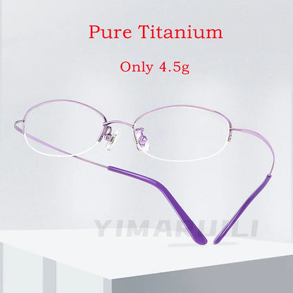 Ultra-Light Quality Super-Elastic Pure Titanium Eyewear Optical Prescription women's Half Frame Glasses T9276