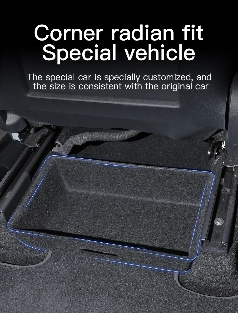 Under Seat Storage Drawer Organizer for Tesla Model Y 2021 2024 Felt ABS Hidden Storage Box