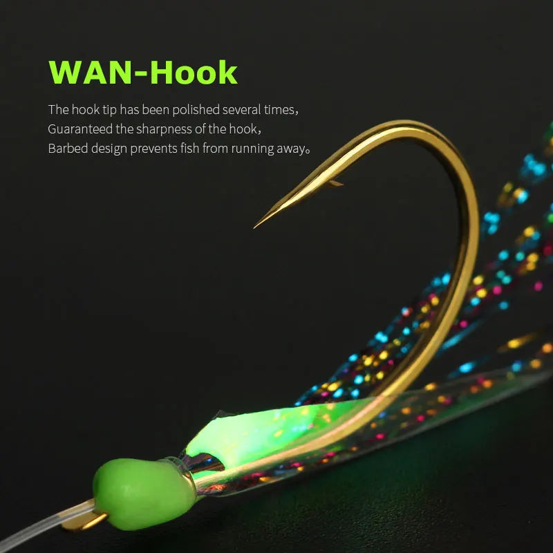 Fishing Hook High Carbon Hairtail Bionic String Hook 6 Hooks Saltwater Boat Fishing Accessories Stainless Steel Tackle