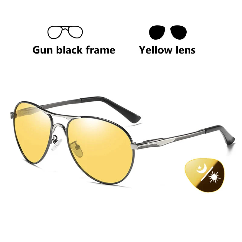 Intelligent Aviation Photochromic Polarized UV400 Day Night Driving Sunglasses for Men Women