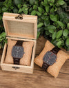 Quartz Watches Unisex Lover's Fashion Wristwatch Male With Ebony Wood