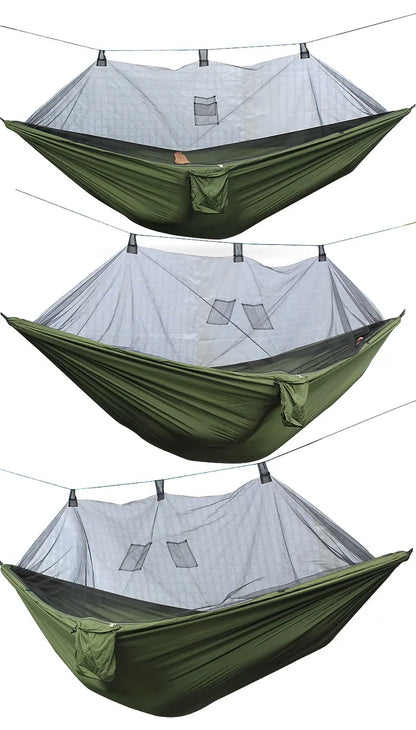 Portable Outdoor Camping Hammock with Mosquito Net High Strength Parachute Fabric Hanging Bed Hunting Sleeping Swing